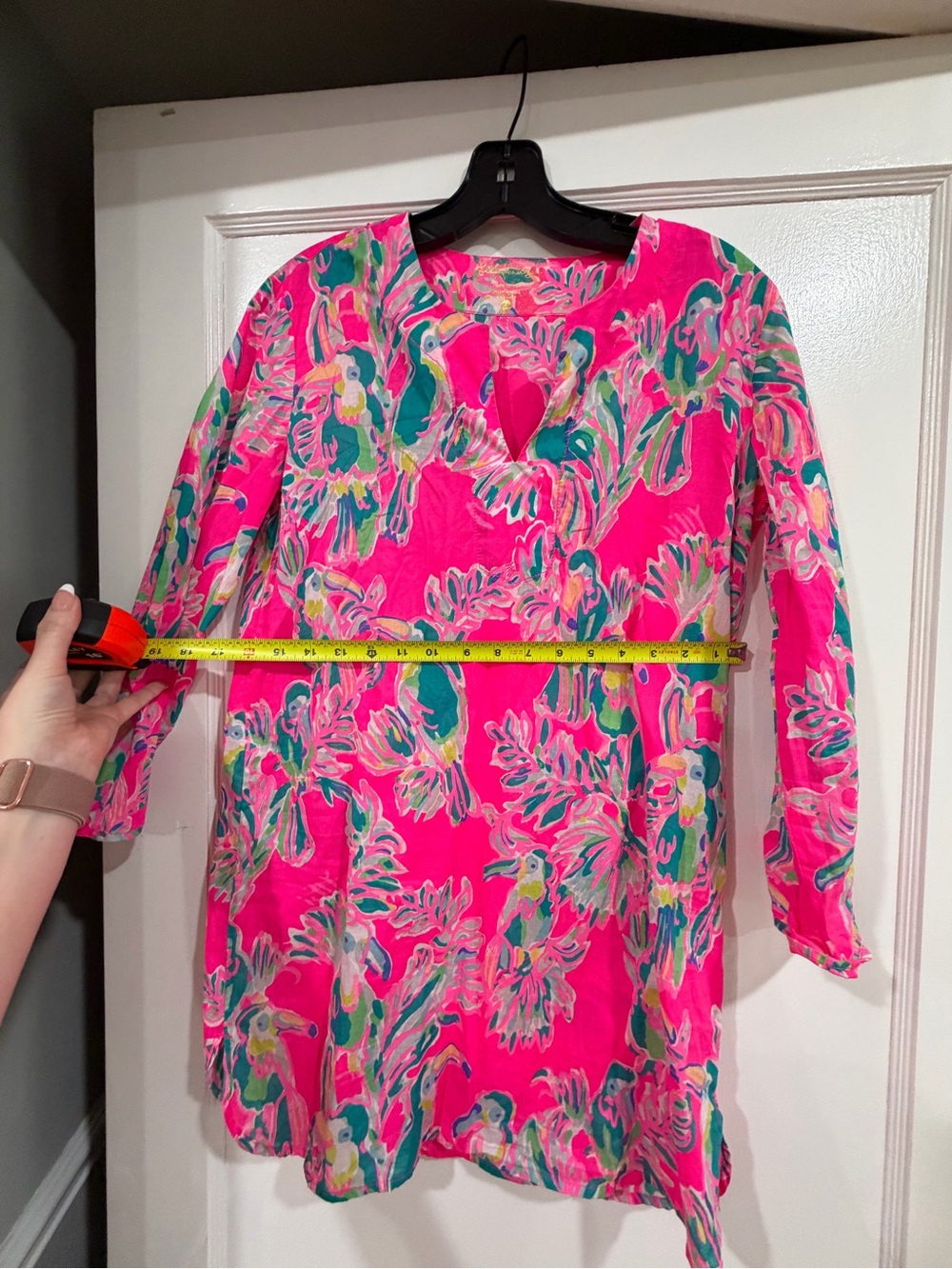 Lilly Pulitzer Hot Pink Tropical Parrot Tunic XS - Picture 6 of 10